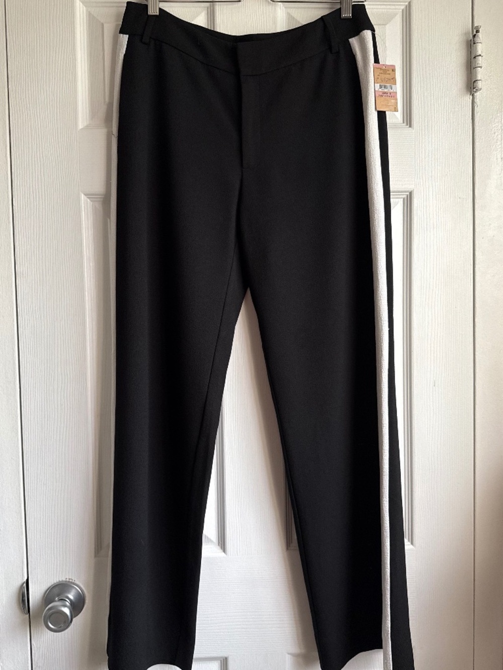 NWT RACHEL Rachel Roy August Side Stripe Wide Leg Pants Black Ivory NWT Size 10